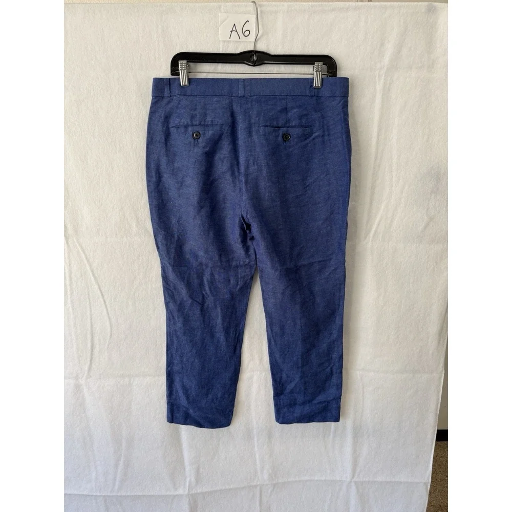 Banana Republic Avery Blue Crop Pants Size 6 Petite Rayon Linen Blend Trousers